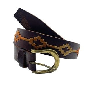 Vintage Embroidered Argentinian Cowhide Leather Hand Stitched Belt